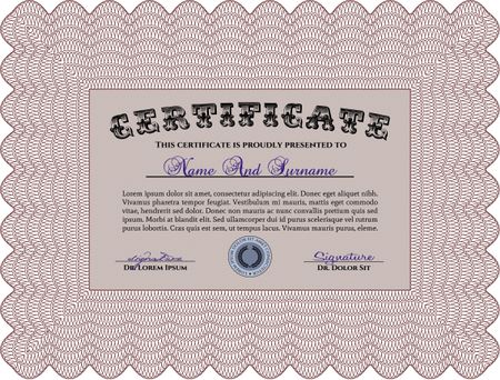 Red certificate or diploma template
