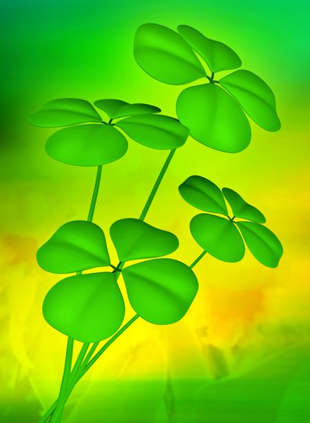 lucky clovers illustration background using green and yellow colours