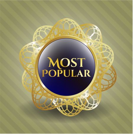 Most popular gold shiny badge with green background