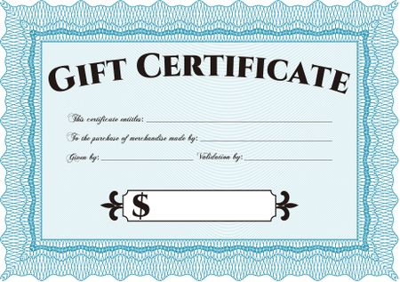 Sky blue gift certificate template