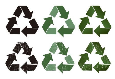 Set of six recycling symbol