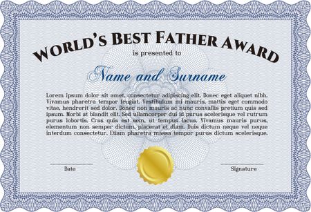 World's best father award template with gold seal