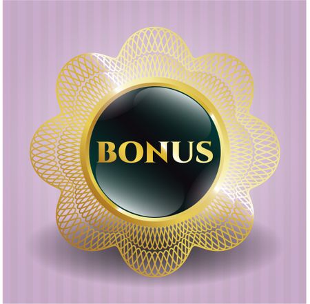 Bonus gold shiny emblem with pink background
