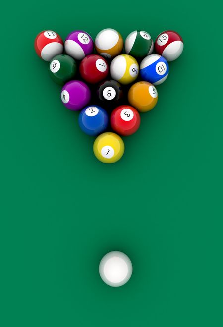billiard table and balls made in 3d