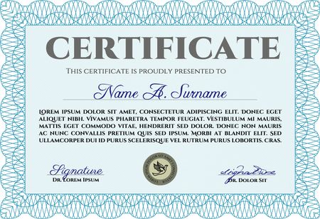 Diploma or certificate template. Vector pattern that is used in currency and diplomas.Superior design. With linear background. 