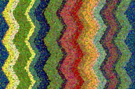 Pointillist multicolored zigzag pattern on green background