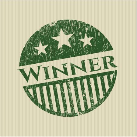 Winner green rubber stamp with background