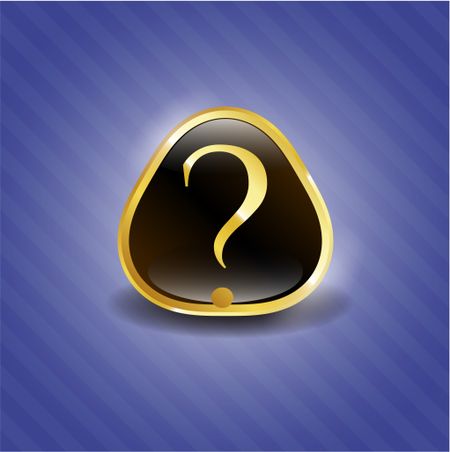 Question mark shiny badge with blue background