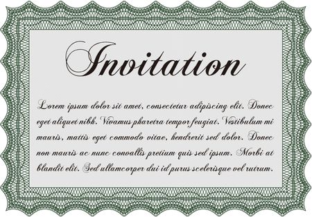 Formal invitation. Complex design. With guilloche pattern. Customizable, Easy to edit and change colors.