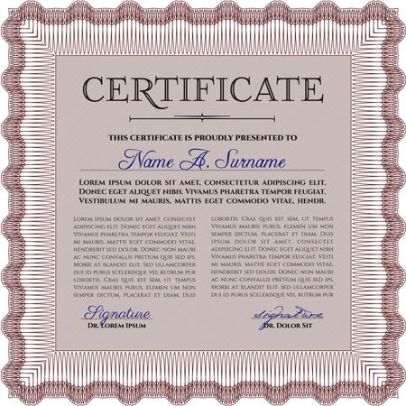 Certificate. Retro design. With quality background. Border, frame.