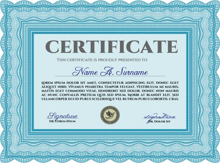 Certificate template or diploma template. Excellent design. Border, frame.With background. 