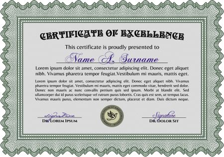 Certificate. Frame certificate template Vector.With great quality guilloche pattern. Superior design. 