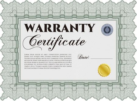 Warranty Certificate template. With complex background. Complex design. Very Detailed. 