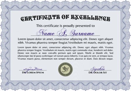 Diploma. With guilloche pattern. Vector pattern that is used in currency and diplomas.Retro design. 