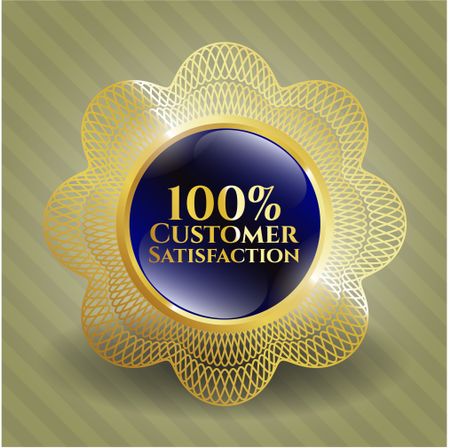 100% Customer Satisfaction gold shiny emblem