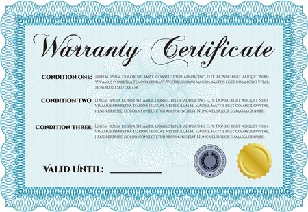 Warranty Certificate. Vector illustration. Complex frame. With complex background. 