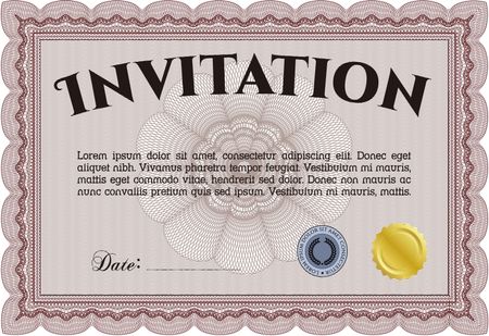 Retro vintage invitation. Border, frame.With complex linear background. Beauty design. 