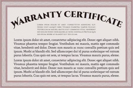 Template Warranty certificate. Very Detailed. With sample text. Easy to print. 