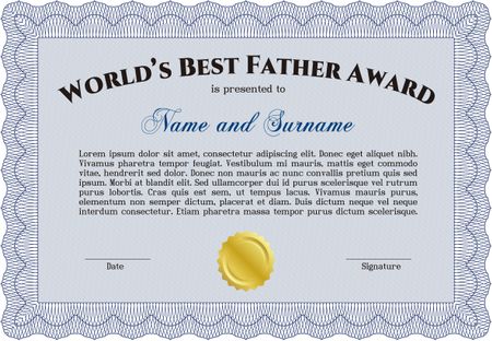 Best Dad Award. With background. Excellent design. Border, frame.