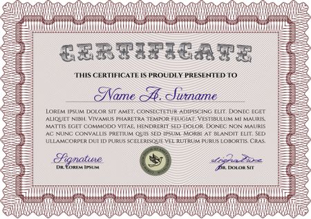 Certificate of achievement template. With quality background. Nice design. Diploma of completion.