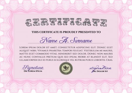 Certificate of achievement template. Sophisticated design. With complex background. Vector certificate template.