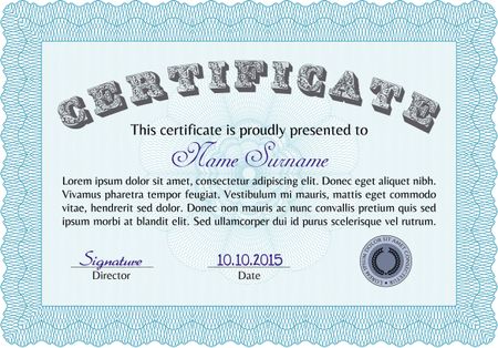 Certificate of achievement. Modern design. With complex background. Vector certificate template.