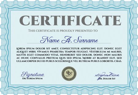 Sample Certificate. Vector certificate template.Modern design. With complex background. 