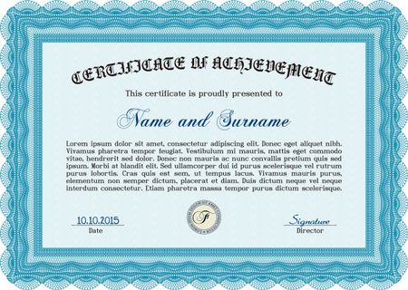 Diploma template or certificate template. Vector pattern that is used in currency and diplomas.Complex background. Superior design. 