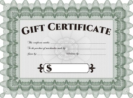 Vector Gift Certificate. Vector illustration.With complex background. Excellent design. 