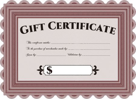 Formal Gift Certificate. Detailed.Excellent complex design. With linear background. 