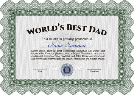 World's Best Dad Award Template. Complex design. Vector illustration.With complex background. 