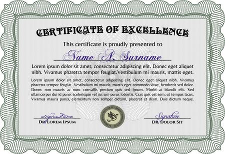 Sample certificate or diploma. Detailed.Artistry design. With linear background. 