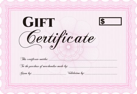 Modern gift certificate. Detailed.With guilloche pattern and background. Elegant design. 