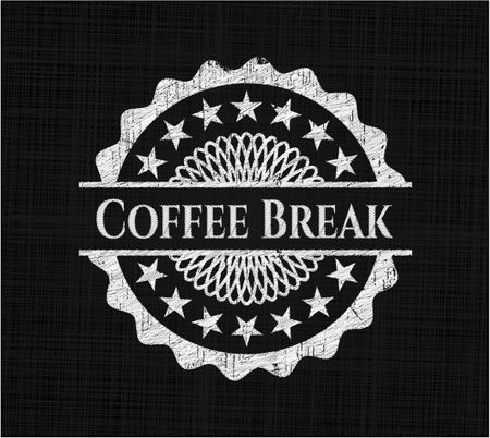 Coffee Break chalkboard emblem on black board