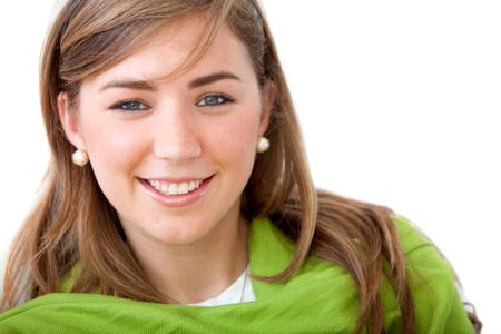 Casual girl portrait smiling isolated over white