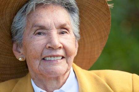 Senior woman portrait smiling outdoors