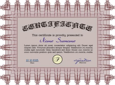 Diploma or certificate template. Complex background. Easy to edit and change colors.