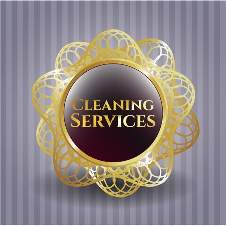 Cleaning Services gold shiny badge