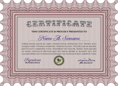 Sample certificate or diploma. Vector pattern that is used in money and certificate.Modern design. 