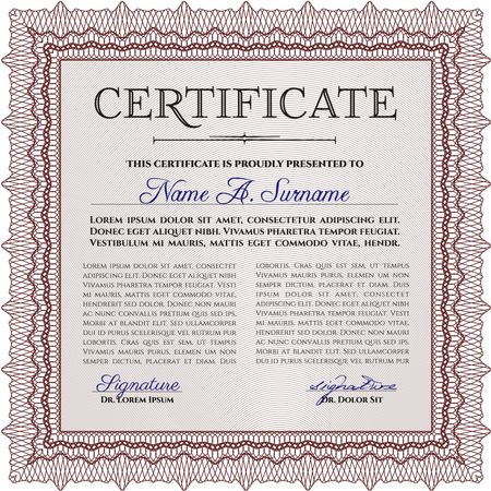 Certificate of achievement. With complex background. Nice design. Diploma of completion.