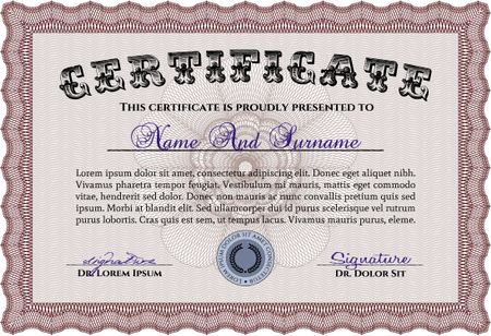 Sample Certificate. Money style.Printer friendly. Superior design. 