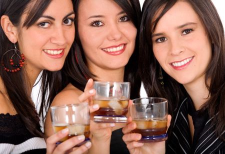 girls drinking whiskey and having fun on a night out