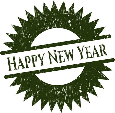 Happy New Year rubber grunge stamp