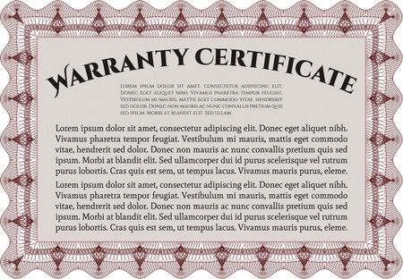Warranty Certificate. Very Customizable. Complex design. With complex background. 