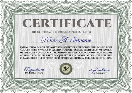 Diploma or certificate template. Customizable, Easy to edit and change colors.Beauty design. With guilloche pattern and background. 