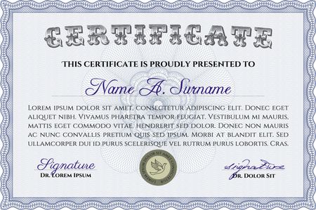 Diploma template. With guilloche pattern. Retro design. Vector pattern that is used in currency and diplomas.