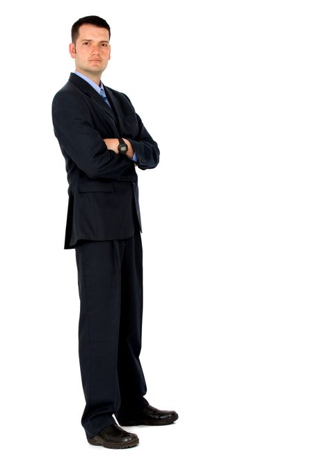 confident business man - full body portrait isolated over a white background