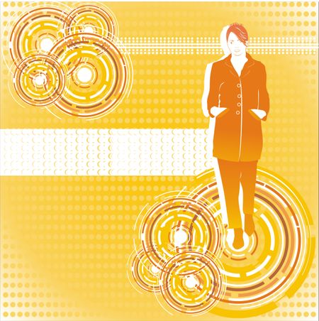 Abstract illustration of a business woman walking