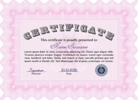 Certificate of achievement template. With great quality guilloche pattern. Modern design. Vector pattern that is used in money and certificate.