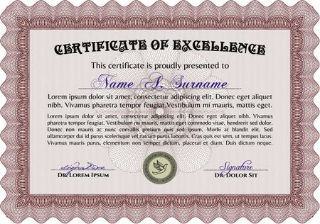 Diploma template. With background. Border, frame.Cordial design. 